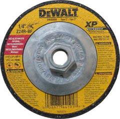 DeWALT - 24 Grit, 4-1/2" Wheel Diam, 1/4" Wheel Thickness, Type 27 Depressed Center Wheel - Zirconia Alumina, R Hardness, 13,300 Max RPM, Compatible with Angle Grinder - Caliber Tooling