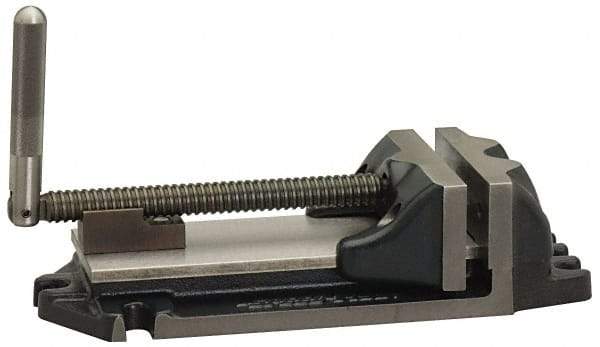 Cardinal Tool - 6" Jaw Opening Capacity x 2" Throat Depth, Horizontal Drill Press Vise - 6" Wide Jaw, Stationary Base, Rapid Action, 15" OAL x 3-11/16" Overall Height, Steel - Caliber Tooling