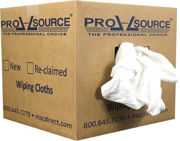 PRO-SOURCE - Wide Virgin Cotton Rags - White, Fleece and Sweatshirt, Low Lint, 10 Lbs. at 3 to 4 per Pound, Box - Caliber Tooling