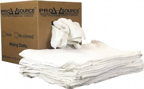 PRO-SOURCE - 19 Inch Long x 16 Inch Wide Virgin Utility Cotton Towels - White, Terry Cloth, Low Lint, 5 Lbs. at 3 to 4 per Pound, Box - Caliber Tooling