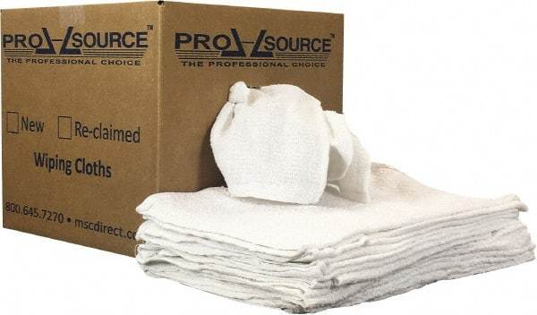 PRO-SOURCE - 19 Inch Long x 16 Inch Wide Virgin Utility Cotton Towels - White, Terry Cloth, Low Lint, 10 Lbs. at 3 to 4 per Pound, Box - Caliber Tooling