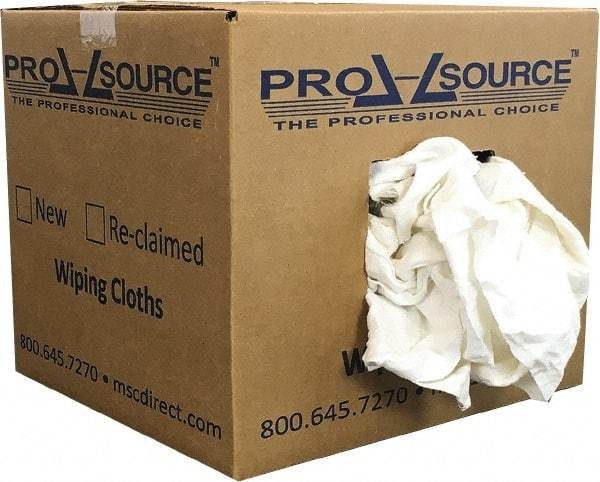 PRO-SOURCE - Reclaimed Cotton Polishing and Dust Cloths - White, Flannel, Low Lint, 10 Lbs. at 3 to 4 per Pound, Box - Caliber Tooling