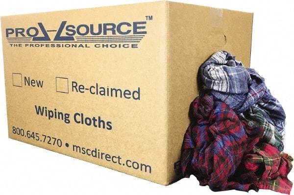 PRO-SOURCE - Reclaimed Cotton Polishing and Dust Cloths - Assorted Colors, Flannel, Low Lint, 25 Lbs. at 3 to 4 per Pound, Box - Caliber Tooling