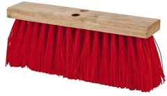 PRO-SOURCE - 16" Rough Surface Synthetic Push Broom - 3-1/4" Bristle Length, Wood Block, Tapered Handle Connection, Handle Sold Separately - Caliber Tooling