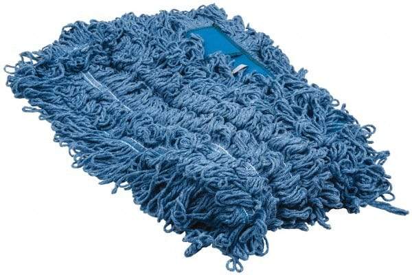 PRO-SOURCE - 48" Long x 5" Wide Yarn Blend Dust Mop Head - Snap-On, Blue, Looped Head - Caliber Tooling