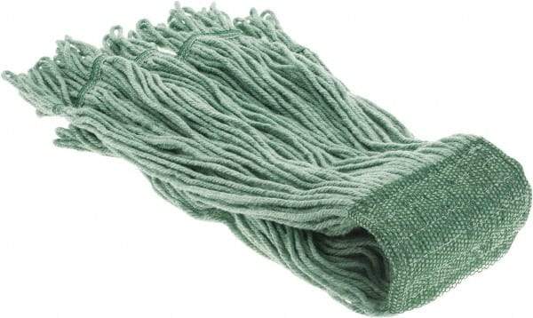 PRO-SOURCE - 5" Green Head Band, X-Large Blended Fiber Loop End Mop Head - 4 Ply, Clamp Jaw Connection, Use for General Purpose - Caliber Tooling