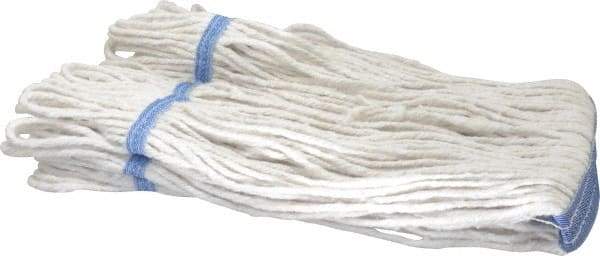 PRO-SOURCE - 1-1/4" White Head Band, X-Small Blended Fiber Loop End Mop Head - 4 Ply, Clamp Jaw Connection, Use for General Purpose - Caliber Tooling