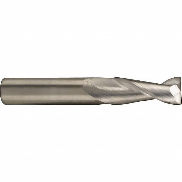 SGS - 25mm, 44mm LOC, 25mm Shank Diam, 104mm OAL, 2 Flute, Solid Carbide Square End Mill - Single End, Uncoated, Spiral Flute, 35° Helix, Centercutting, Right Hand Cut, Right Hand Flute, Series 47M - Caliber Tooling