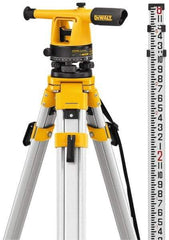 DeWALT - 20x Magnification, 5 to 200 Ft. Measuring Range, Transit Optical Level Kit - Accuracy 1/4 Inch at 100 Ft., Kit Includes Aluminum Tripod with Quick Adjust Legs - Caliber Tooling