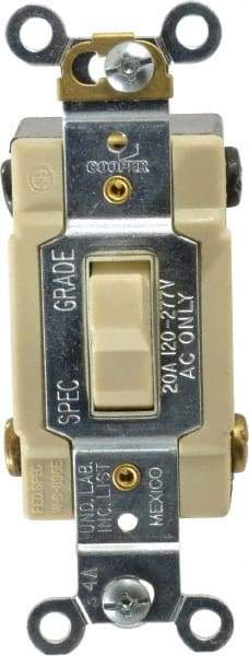 Cooper Wiring Devices - 4 Pole, 120 to 277 VAC, 20 Amp, Commercial Grade, Toggle, Wall and Dimmer Light Switch - 1.3 Inch Wide x 4.19 Inch High, Fluorescent - Caliber Tooling