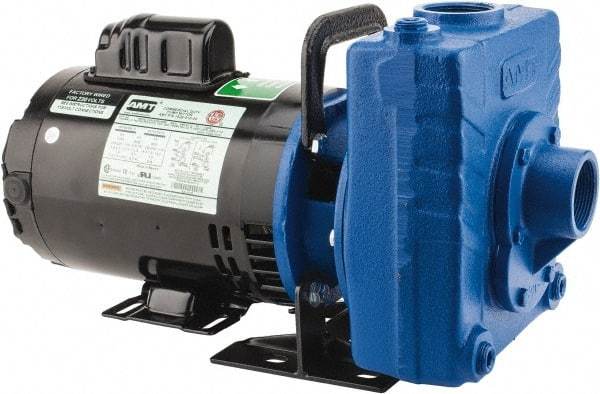 American Machine & Tool - 115/230 Volt, 1 Phase, 3/4 HP, Self Priming Centrifugal Pump - 1-1/2 Inch Inlet, 78 Head Pressure, Cast Iron Housing and Impeller - Caliber Tooling