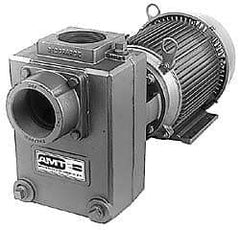 American Machine & Tool - 230/460 Volt, 3 Phase, 3 HP, Self Priming Centrifugal Pump - 3 Inch Inlet, 65 Head Pressure, Cast Iron Housing, Bronze Impeller - Caliber Tooling