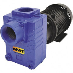 American Machine & Tool - 230/460 Volt, 3 Phase, 7-1/2 HP, Self Priming Centrifugal Pump - 3 Inch Inlet, 110 Head Pressure, Cast Iron Housing, Bronze Impeller - Caliber Tooling