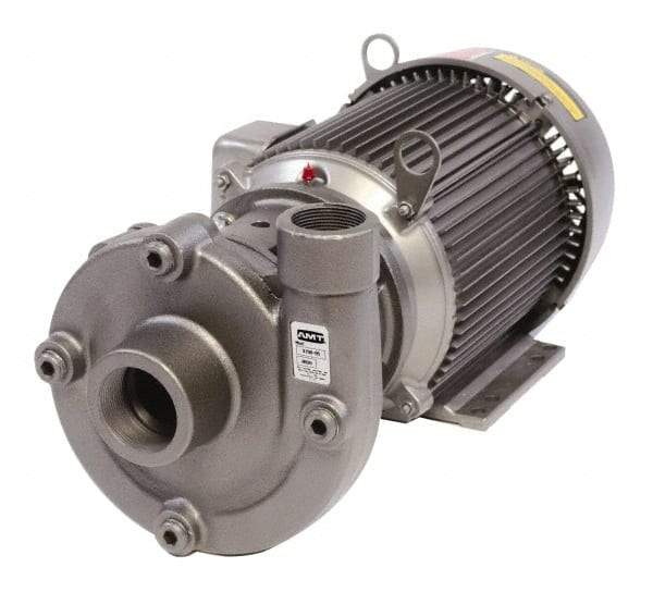 American Machine & Tool - 230/460V Volt, 3 Phase, 2 HP, Cast Iron Straight Pump - 2 Inch Inlet, 1-1/2 Inch Outlet, 62 Max Head psi, Stainless Steel Impeller, Buna-N Seal - Caliber Tooling