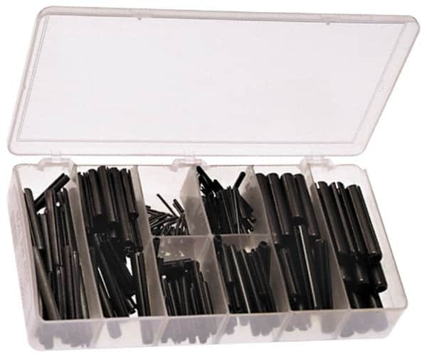 Precision Brand - 300 Piece, 1/16 to 3/8" Pin Diam, Spring Pin Assortment - 1/4 to 2-1/2" Long, Steel - Caliber Tooling