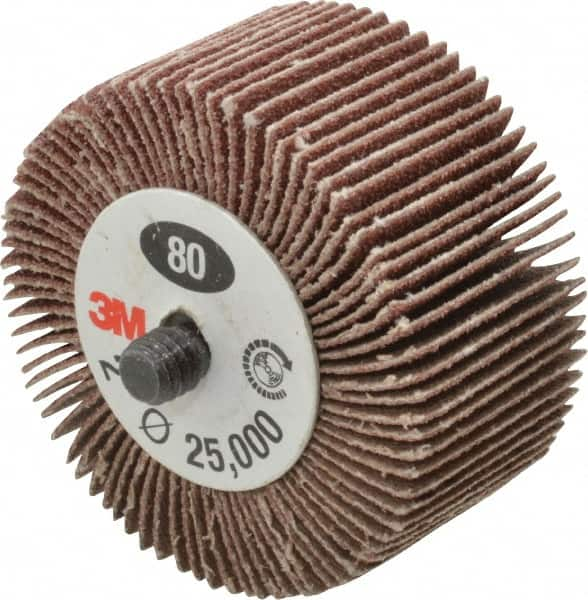 Mounted Flap Wheel: 1″ Face Width, 80 Grit, Aluminum Oxide Coated, Medium, 25,000 Max RPM