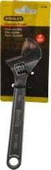 Stanley - 1" Jaw Capacity, 8" Standard Adjustable Wrench - Chrome Vanadium Steel, Chrome Finish, 8-1/8" OAL - Caliber Tooling