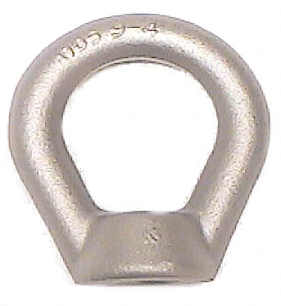 Made in USA - 10,000 Lb Capacity, M20x2.5 Thread, Carbon Steel Heavy Duty Lifting Eye Nut - Grade C-1030, 5" Long x 5" High, 2-1/4" Inside & 4" Outside Eye Diam, 1-9/16" Bell/Base Width - Caliber Tooling