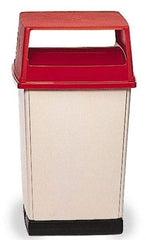 Rubbermaid - Rectangle Lid for Use with 56 Gal Rectangular Trash Cans - Red, Polyethylene, For Glutton Trash Cans - Caliber Tooling