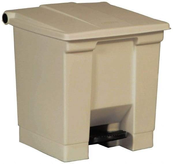 Rubbermaid - 8 Gal Rectangle Unlabeled Trash Can - 17-1/8" High x 16-1/4" Long x 15-3/4" Wide, Beige, High-Density Polyethylene (Base), Polypropylene (Lid) - Caliber Tooling