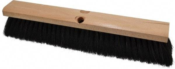 PRO-SOURCE - 16" General Purpose Horsehair Push Broom - 3" Bristle Length, Wood Block, Threaded Handle Connection, Handle Sold Separately - Caliber Tooling