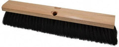 PRO-SOURCE - 16" General Purpose Horsehair Push Broom - 3" Bristle Length, Wood Block, Threaded Handle Connection, Handle Sold Separately - Caliber Tooling