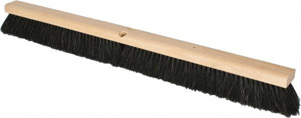 PRO-SOURCE - 36" General Purpose Horsehair Push Broom - 3" Bristle Length, Wood Block, Threaded Handle Connection, Handle Sold Separately - Caliber Tooling