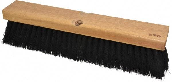 PRO-SOURCE - 14" General Purpose Horsehair Blend Push Broom - 3" Bristle Length, Wood Block, Threaded Handle Connection, Handle Sold Separately - Caliber Tooling