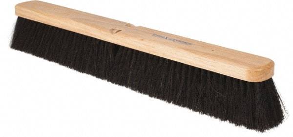 PRO-SOURCE - 24" General Purpose Horsehair Blend Push Broom - 3" Bristle Length, Wood Block, Threaded Handle Connection, Handle Sold Separately - Caliber Tooling