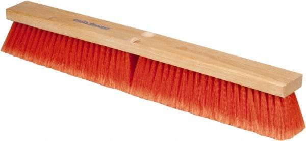 PRO-SOURCE - 24" General Purpose Polypropylene Push Broom - 3" Bristle Length, Wood Block, Threaded Handle Connection, Handle Sold Separately - Caliber Tooling