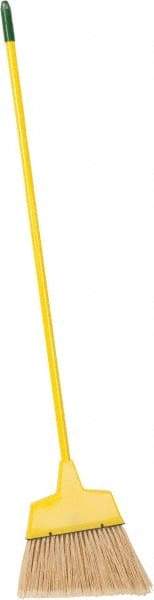 PRO-SOURCE - 12" Wide, Yellow Polypropylene Bristles, Vinyl-Coated Metal Handle, Angled Broom - Flagged, Water Resistant - Caliber Tooling