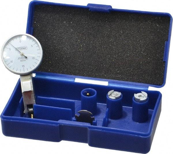 Fowler - 0.03 Inch Range, 0.001 Inch Dial Graduation, Horizontal Dial Test Indicator - 1 Inch White Dial, 0-15-0 Dial Reading - Caliber Tooling