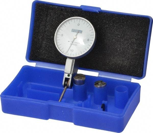 Fowler - 0.02 Inch Range, 0.0005 Inch Dial Graduation, Horizontal Dial Test Indicator - 1-1/2 Inch White Dial, 0-10-0 Dial Reading - Caliber Tooling