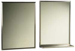 Made in USA - 18 Inch Wide x 24 Inch High, Theft Resistant Rectangular Glass Washroom Mirror - Stainless Steel Frame - Caliber Tooling