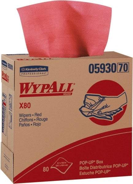 WypAll - Dry Shop Towel/Industrial Wipes - Pop-Up, 16-3/4" x 9" Sheet Size, Red - Caliber Tooling