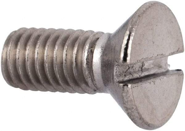 Value Collection - #10-32 UNF, 1/2" OAL Slotted Drive Machine Screw - Flat Head, Grade 316 Stainless Steel, Uncoated, Without Washer - Caliber Tooling