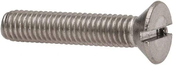 Value Collection - #10-32 UNF, 1" OAL Slotted Drive Machine Screw - Flat Head, Grade 316 Stainless Steel, Uncoated, Without Washer - Caliber Tooling