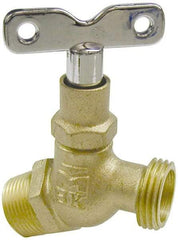 B&K Mueller - 3/4" Pipe, 125 psi WOG Rating, Brass Hose Bibb, Stop Valve - Loose Key Handle, MNPT x GHT End Connections - Caliber Tooling