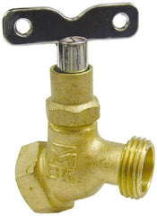 B&K Mueller - 3/4" Pipe, 125 psi WOG Rating, Brass Hose Bibb, Stop Valve - Loose Key Handle, FNPT x GHT End Connections - Caliber Tooling