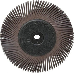 3M - 6" Diam, 1/2" Max Face Width, Plain Hole Radial Bristle Brush - 36 Grit, Very Coarse Grade, 6,000 Max RPM, Dark Brown - Caliber Tooling