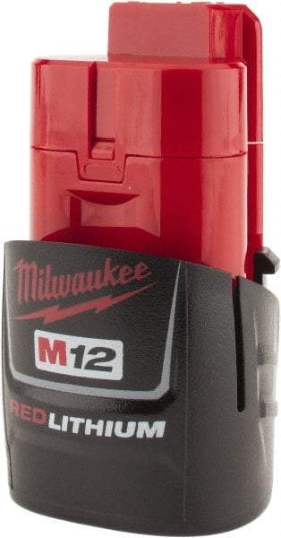 Milwaukee Tool - 12 Volt Lithium-Ion Power Tool Battery - 1.5 Ahr Capacity, 1 hr Charge Time, Series M12 RED - Caliber Tooling