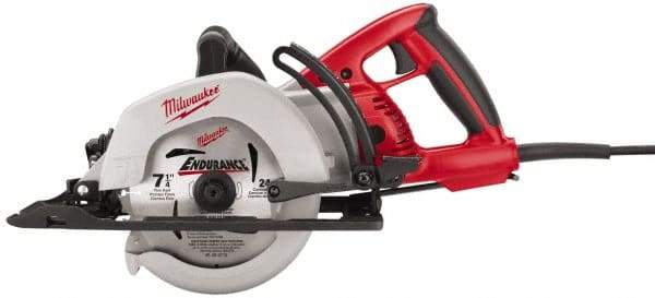 Milwaukee Tool - 15 Amps, 7-1/4" Blade Diam, 4,400 RPM, Electric Circular Saw - 120 Volts, Diamond Arbor Hole, Left Blade - Caliber Tooling