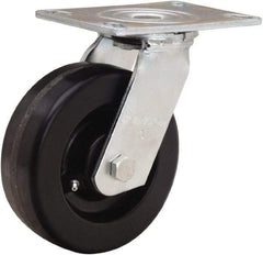 Hamilton - 6" Diam x 2" Wide x 7-1/2" OAH Top Plate Mount Swivel Caster - Phenolic, 900 Lb Capacity, Straight Roller Bearing, 4-1/2 x 6-1/4" Plate - Caliber Tooling