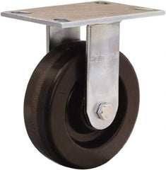 Hamilton - 6" Diam x 2" Wide x 7-1/2" OAH Top Plate Mount Rigid Caster - Phenolic, 900 Lb Capacity, Straight Roller Bearing, 4-1/2 x 6-1/4" Plate - Caliber Tooling