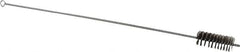 Schaefer Brush - 3" Long x 1-1/4" Diam Stainless Steel Long Handle Wire Tube Brush - Single Spiral, 27" OAL, 0.007" Wire Diam, 3/8" Shank Diam - Caliber Tooling