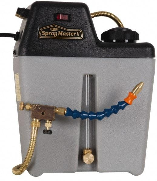 Trico - 1 Outlet, 1 Gallon Tank Capacity, High Density Polyethylene Tank Mist Coolant System - 10" Tank/Unit Length x 5-1/4" Tank/Unit Width x 12-1/4" Tank/Unit Height, 50 to 100 psi, 5' Coolant Line Length, 7" Hose Length - Caliber Tooling