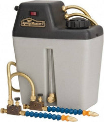 Trico - 2 Outlet, 1 Gallon Tank Capacity, High Density Polyethylene Tank Mist Coolant System - 10" Tank/Unit Length x 5-1/4" Tank/Unit Width x 12-1/4" Tank/Unit Height, 50 to 100 psi, 5' Coolant Line Length, 7" Hose Length - Caliber Tooling