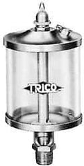 Trico - 1 Outlet, Glass Bowl, 5 Ounce Manual-Adjustable Oil Reservoir - 3/8 NPT Outlet, 2-5/8" Diam x 6-1/16" High - Caliber Tooling