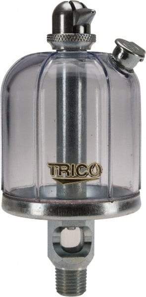 Trico - 1 Outlet, Acrylic Bowl, 4 Ounce Manual-Adjustable Oil Reservoir - 1/4 NPT Outlet, 2-5/16" Diam x 5-5/16" High - Caliber Tooling