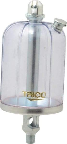 Trico - 1 Outlet, Acrylic Bowl, 8 Ounce Manual-Adjustable Oil Reservoir - 1/8 NPT Outlet, 2-5/8" Diam x 6-3/8" High - Caliber Tooling